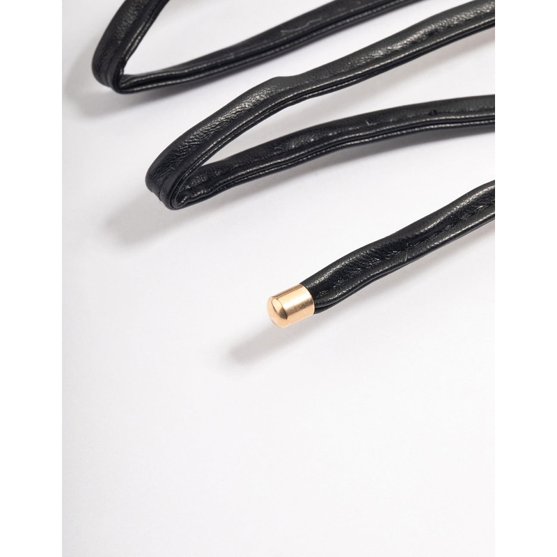 Black Faux Leather Wrap Ponytail Clip