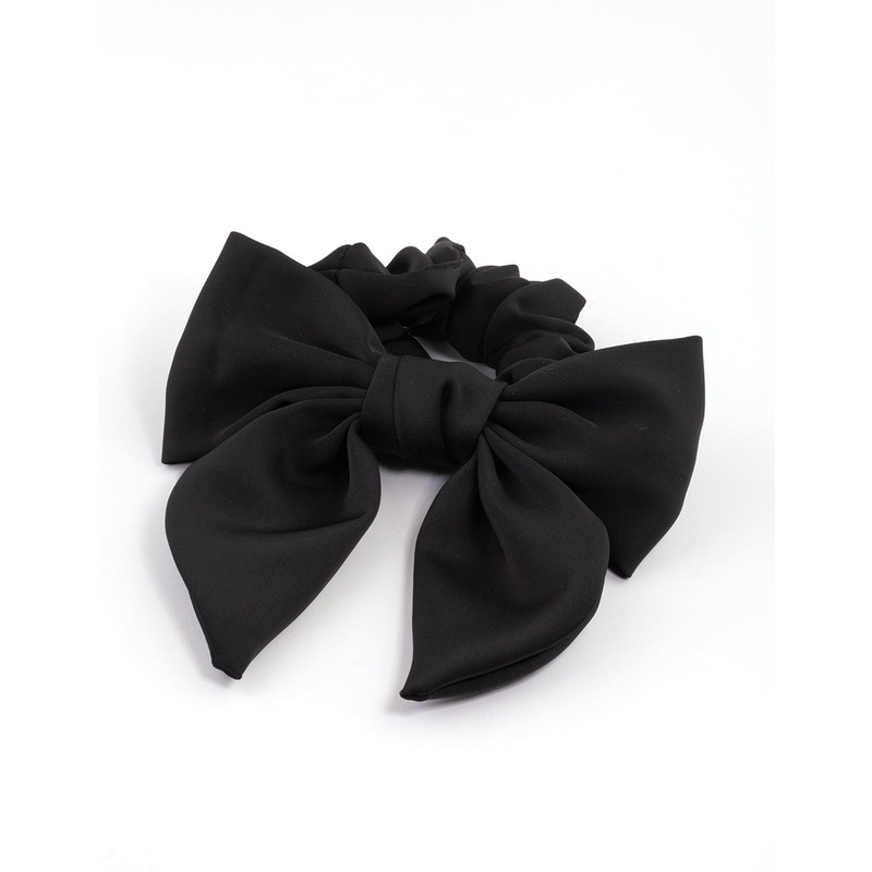 Black Medium Satin Scrunchie