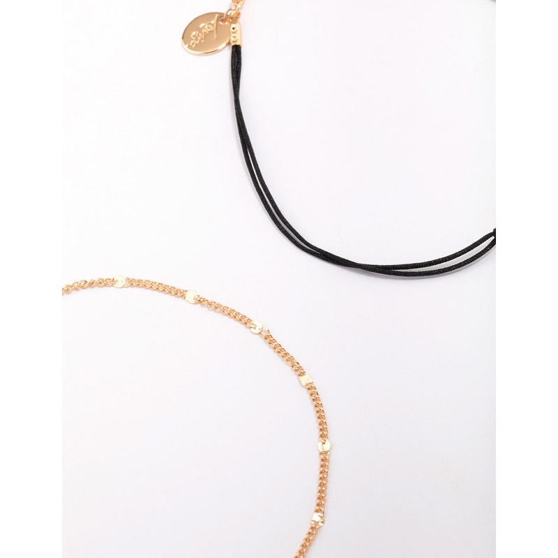 Gold Evil Eye Chain Anklet 3-Pack