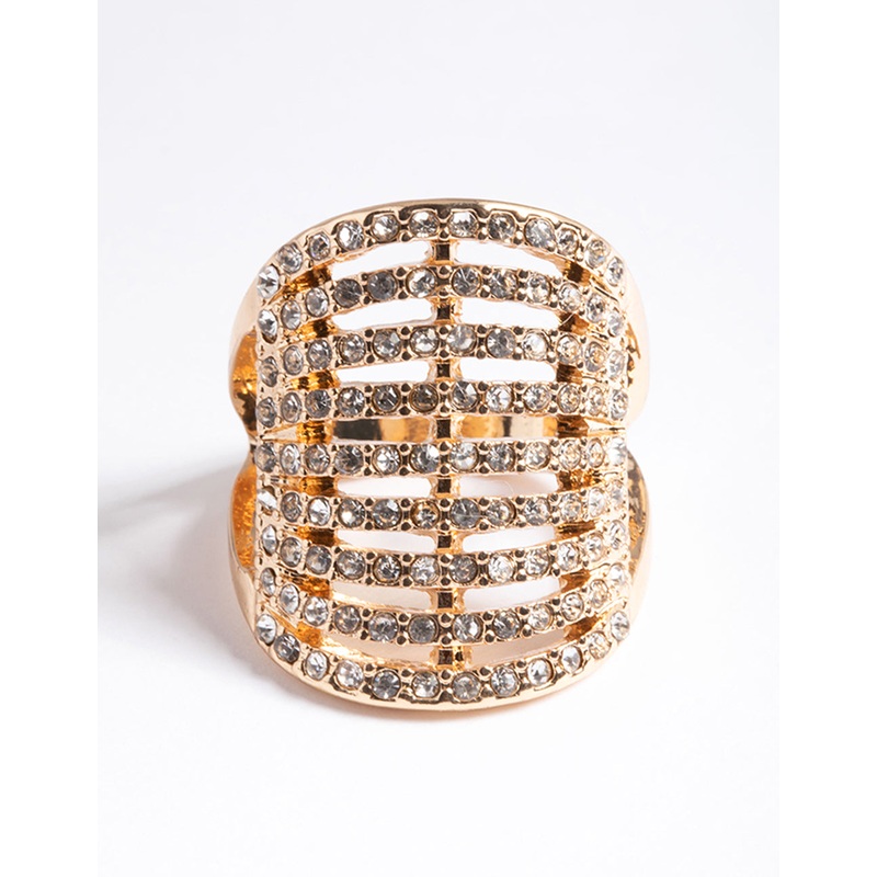 Gold Multi Diamante Cocktail Ring