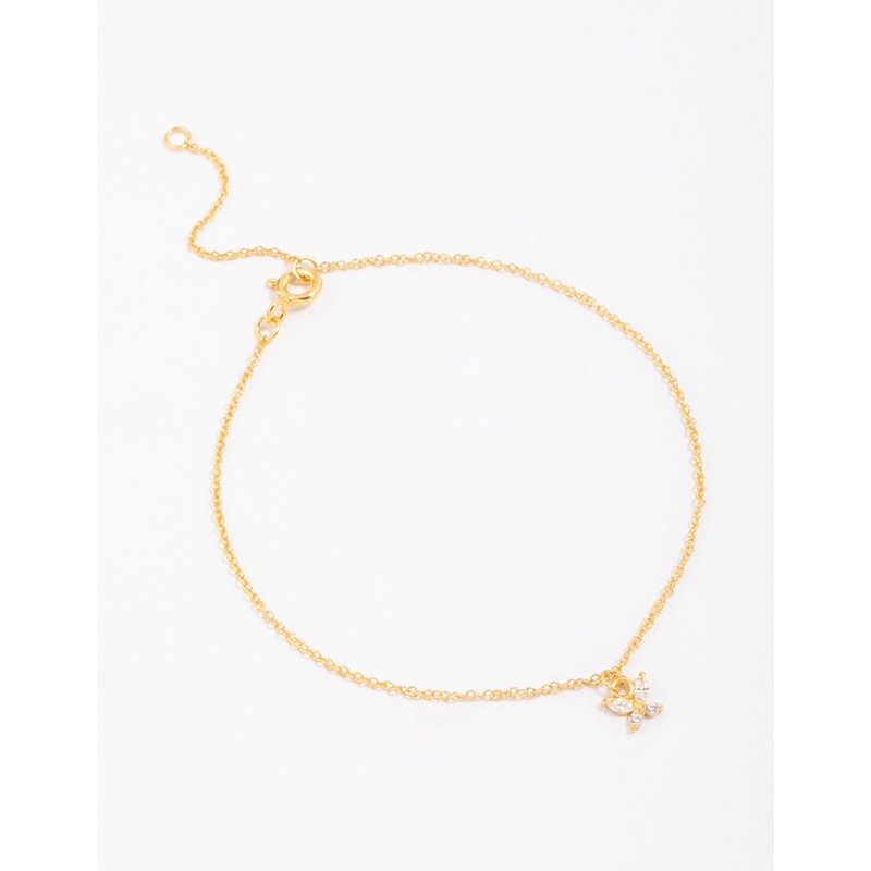 Gold Plated Sterling Silver Butterfly Charm Anklet & Bracelet