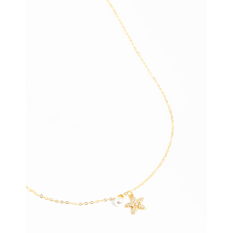 Gold Plated Sterling Silver Round Cubic Zirconia Dainty Necklace