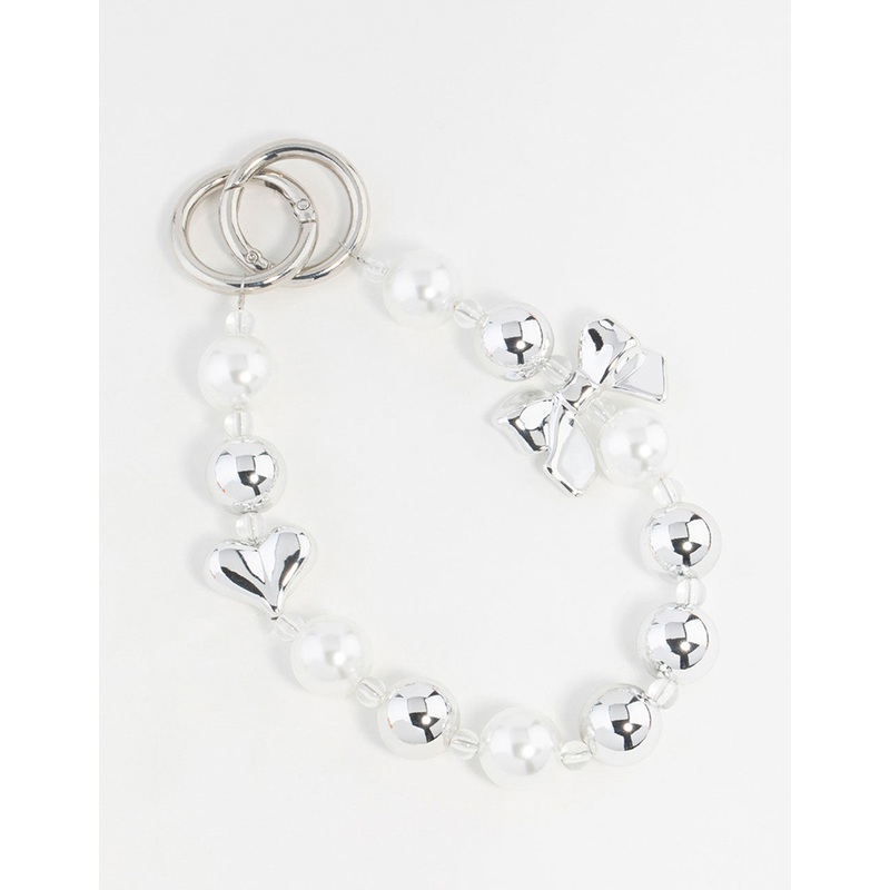 Bow & Pearl Heart Keychain|ONESIZE