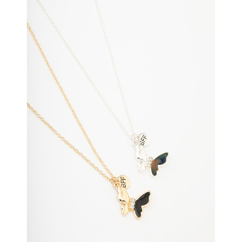 Kids Two-Toned Butterfly Pendant Necklace Pack
