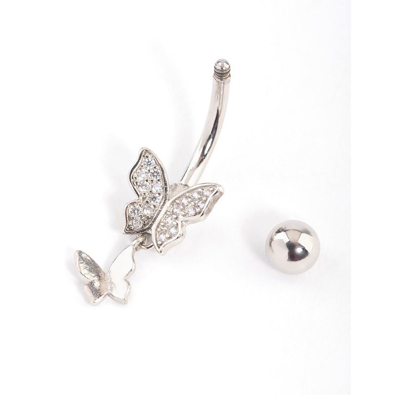 Titanium Double Butterfly Belly Ring