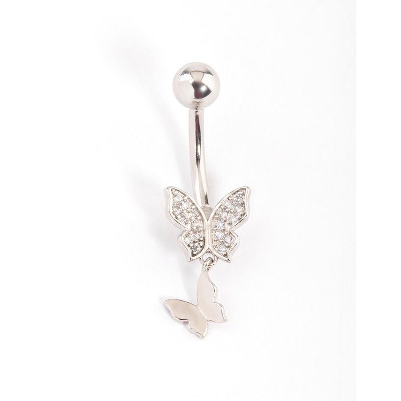 Titanium Double Butterfly Belly Ring