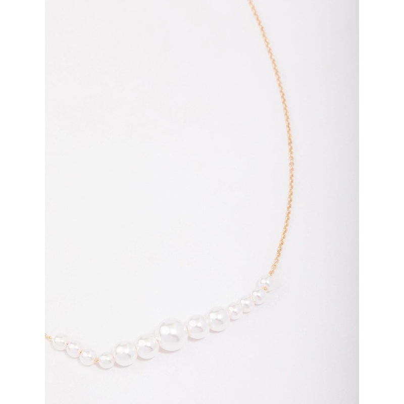 Gold Graduating Pearl Short Necklace