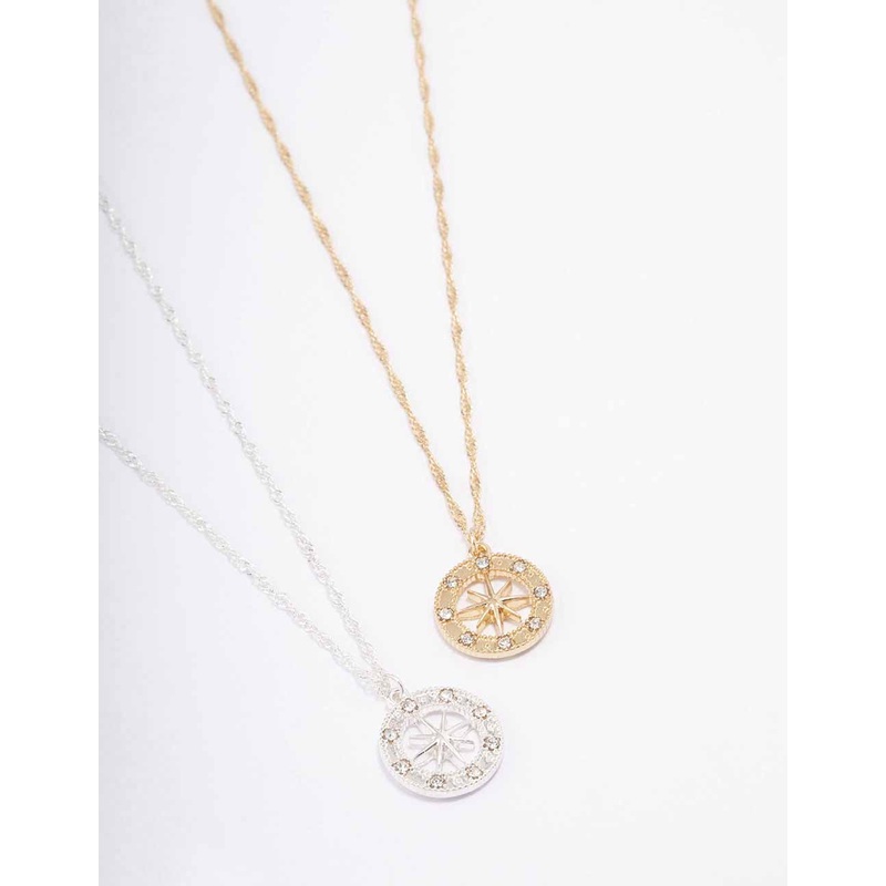 Mixed Metal Diamante Celestial Necklace Pack