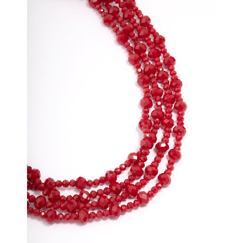 Red Beaded Short Necklace