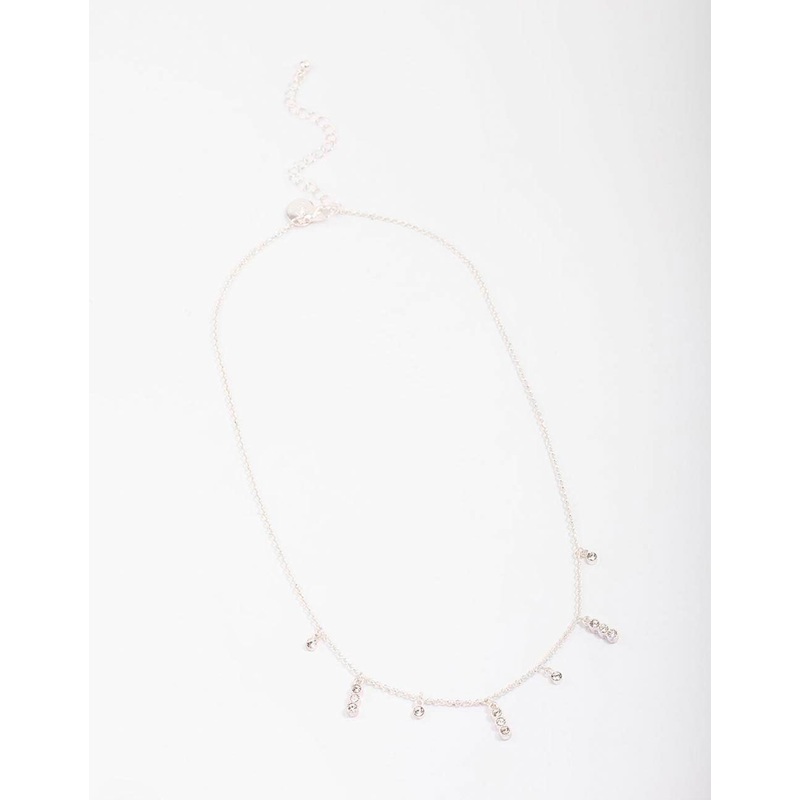 Silver Graduating Diamante Chain Necklace