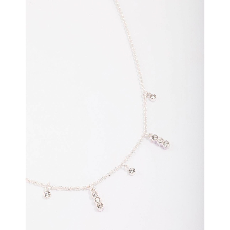 Silver Graduating Diamante Chain Necklace