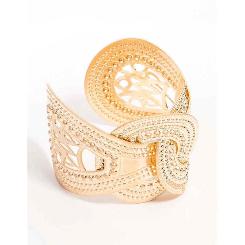 Gold Textured Metal Wrist Cuff