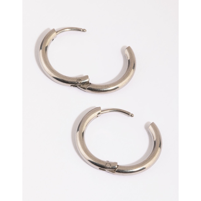 Surgical Steel Medium Polished Huggie Hoop Earrings