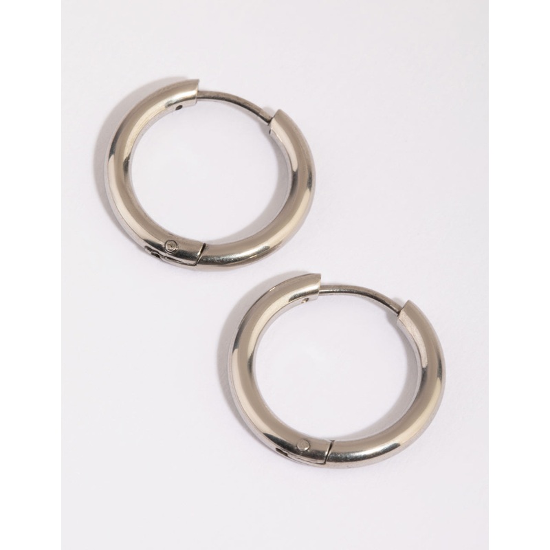 Surgical Steel Medium Polished Huggie Hoop Earrings