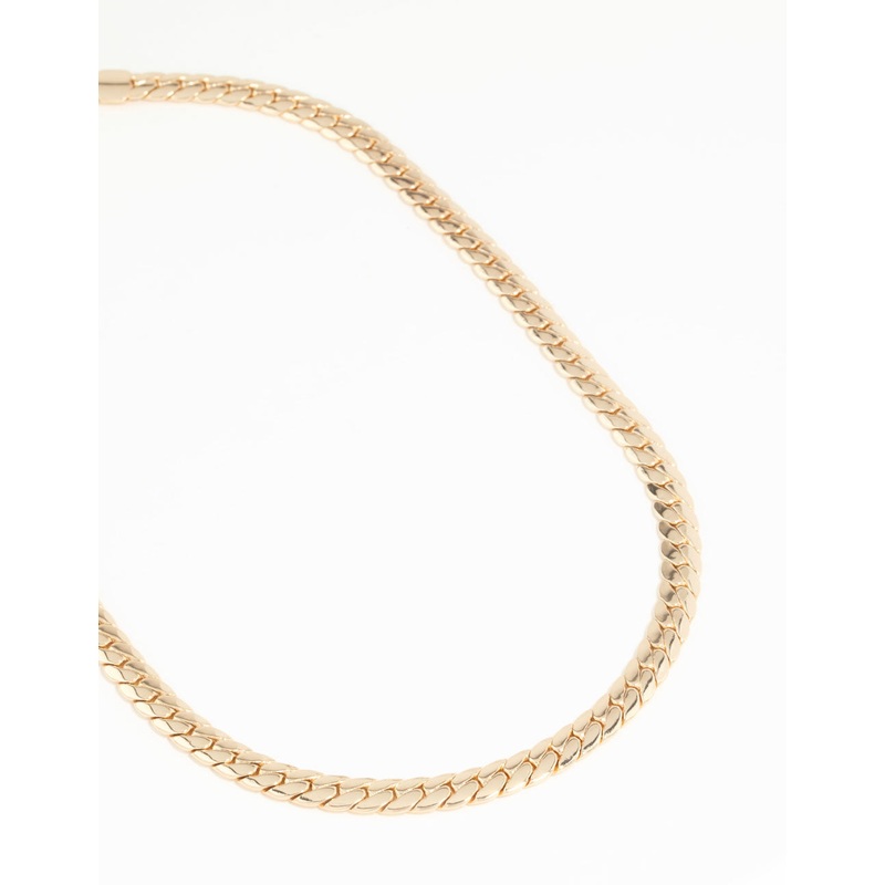 Gold Plated Flat Curb Chain Necklace