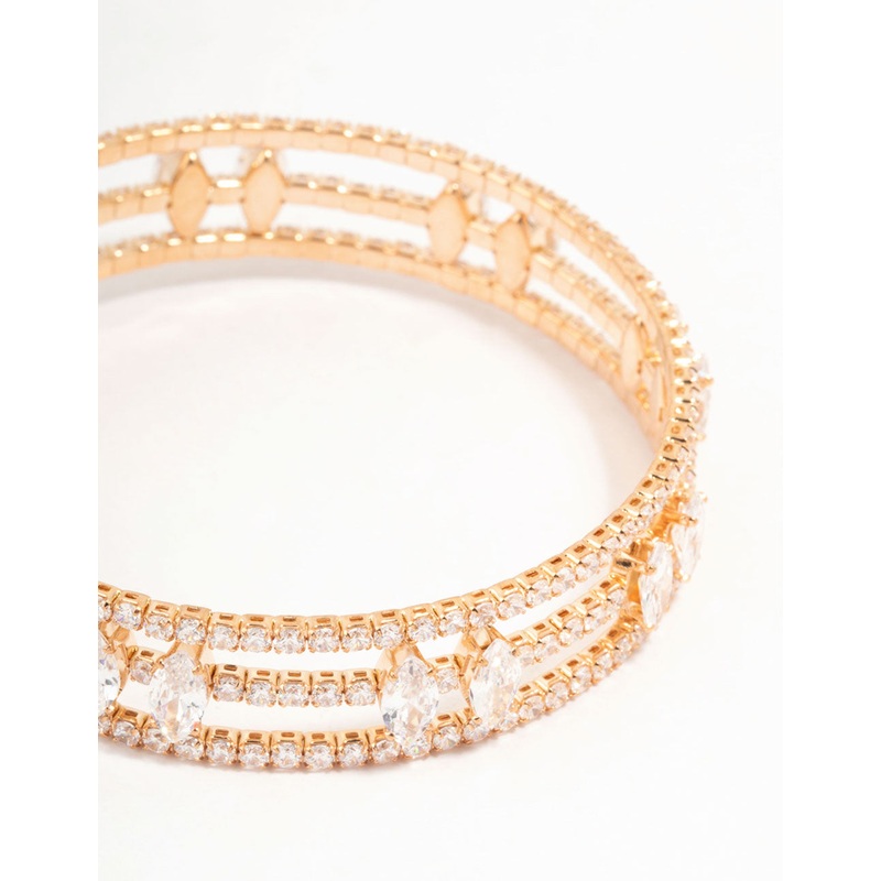 Marquise Cubic Zirconia Gold Wrapped Wrist Cuff