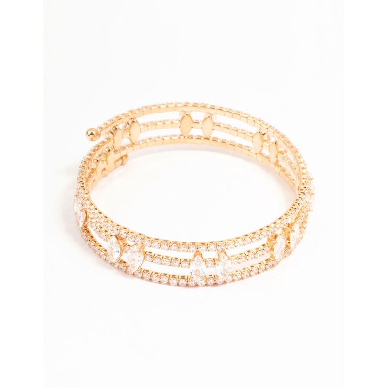 Marquise Cubic Zirconia Gold Wrapped Wrist Cuff