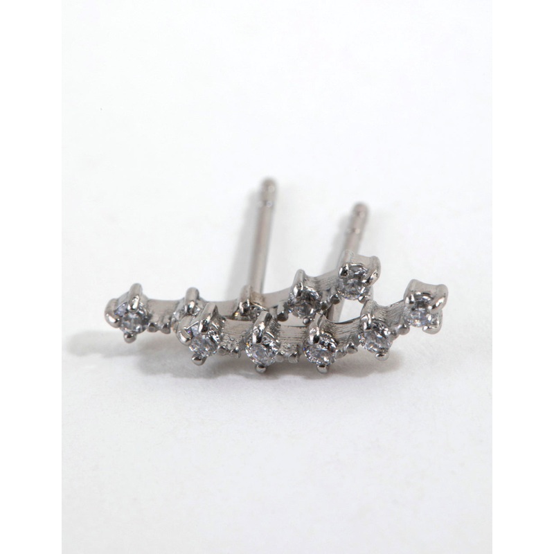 Surgical Steel Cubic Zirconia Crawler Stud Earrings