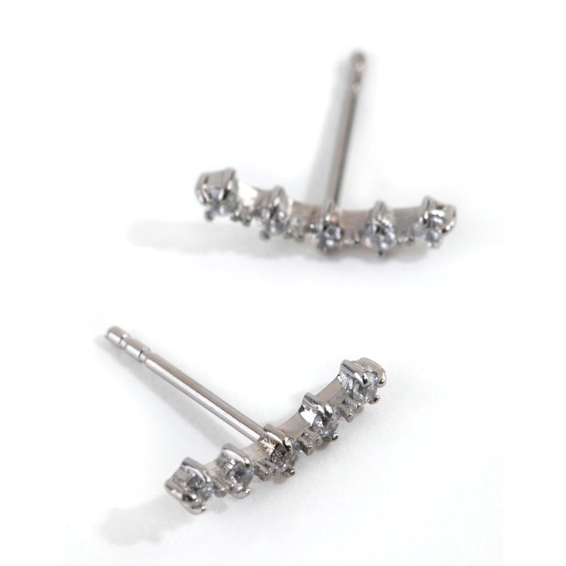 Surgical Steel Cubic Zirconia Crawler Stud Earrings