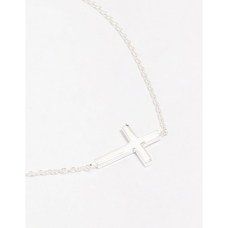 Sterling Silver Horizontal Cross Bracelet
