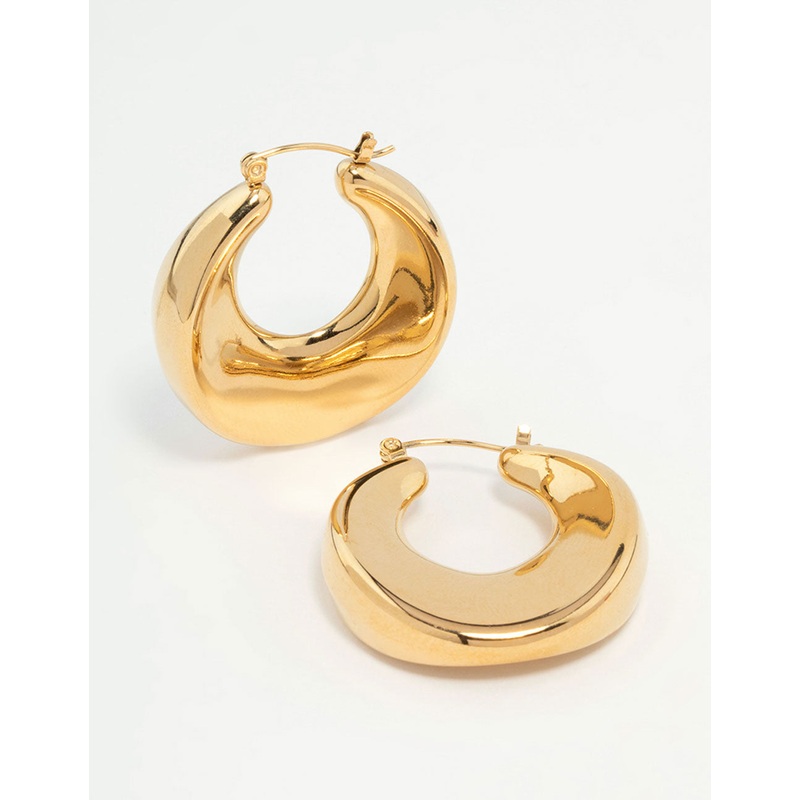Waterproof Gold Plated Stainless Steel Large Hoop Earrings