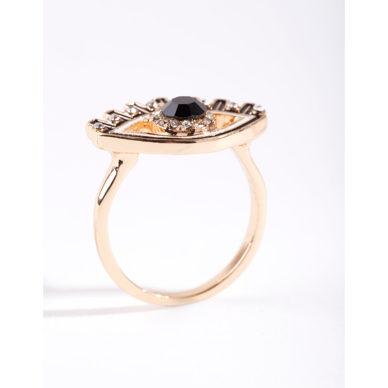 Black Eyelash Evil Eye Ring|SM|ML