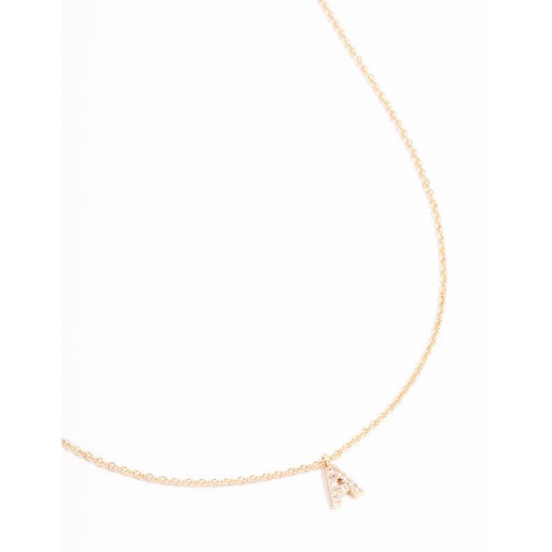 Gold Plated Cubic Zirconia Letter A Necklace