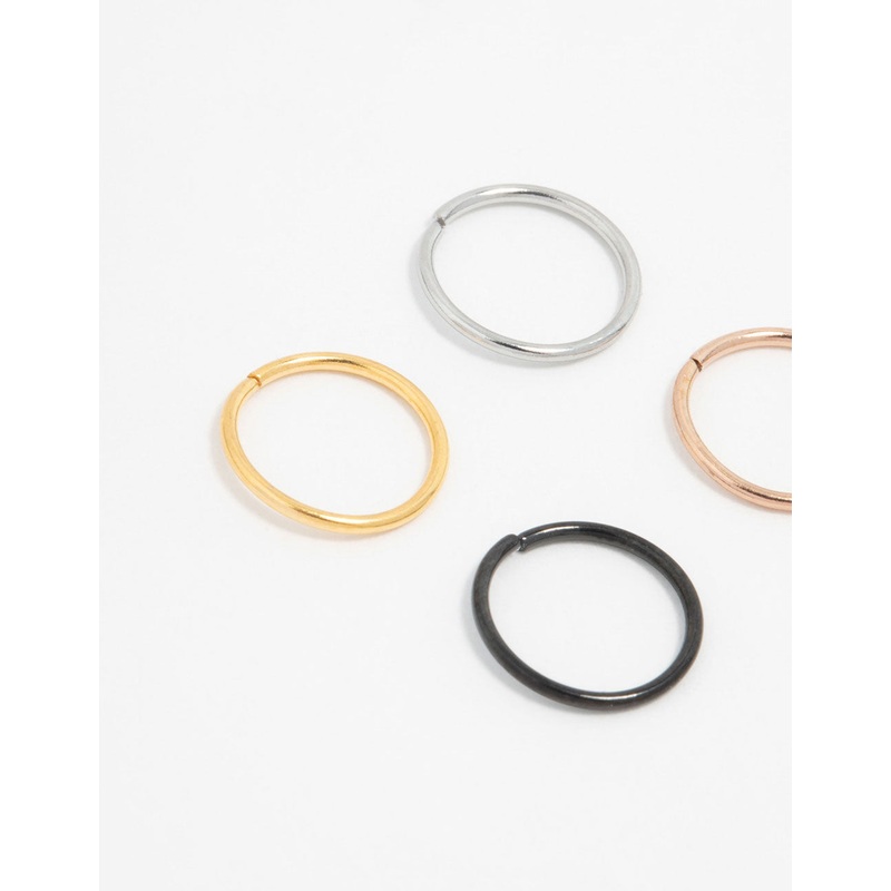 Plain Surgical Steel Nose Rings 4-Pack