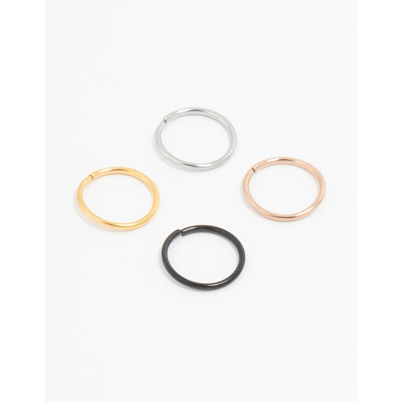 Plain Surgical Steel Nose Rings 4-Pack