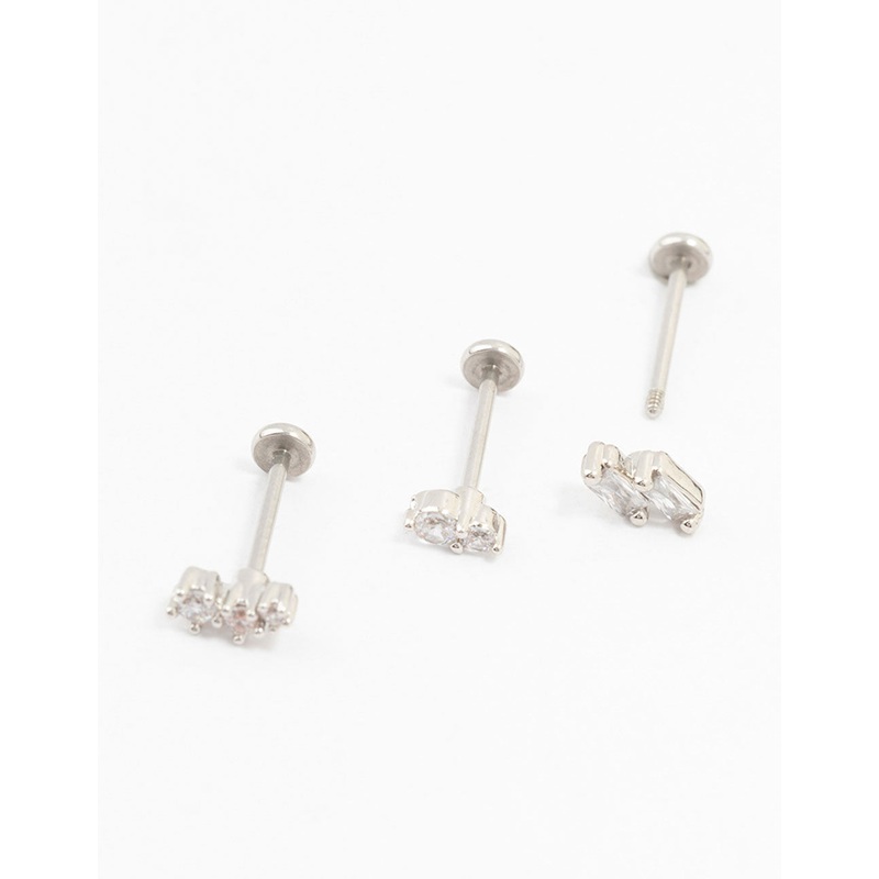 Surgical Steel Double Baguette Flat Backs 3-Pack