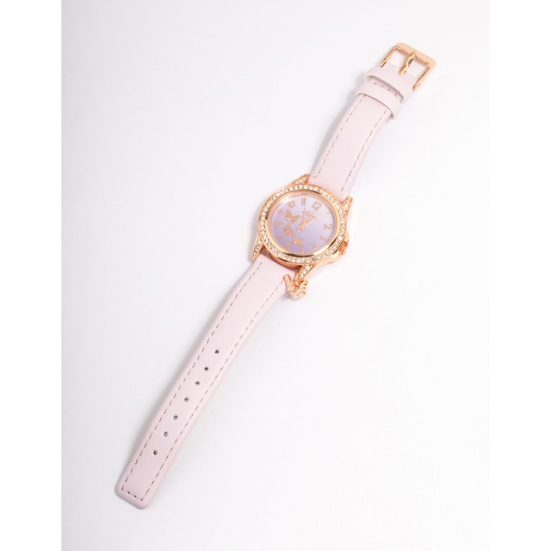 Kids Lilac & Rose Gold Coloured Faux Leather Watch