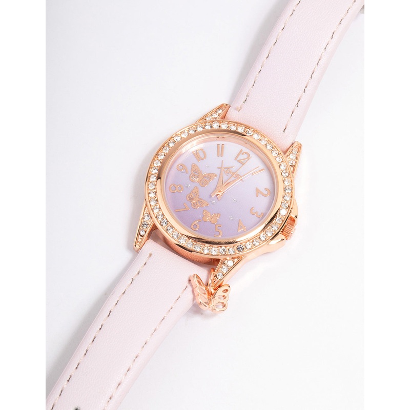 Kids Lilac & Rose Gold Coloured Faux Leather Watch