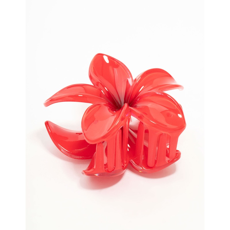 Red Frangipani Claw Clip