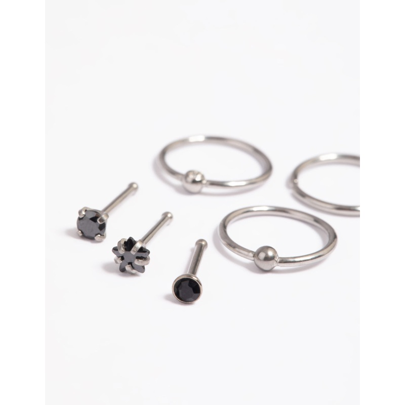 Titanium Crystal Nose Studs