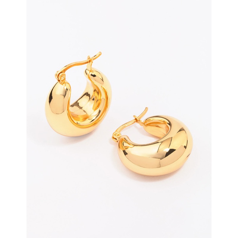 Waterproof Gold Plated Stainless Steel Full Bubble Hoop Earrings