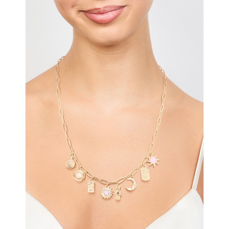 Gold Celestial Themed Charm Necklace