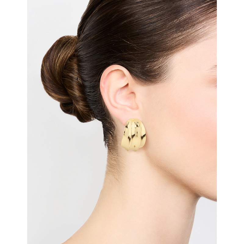 Gold Plated Chubby Wavy Hoop Earrings