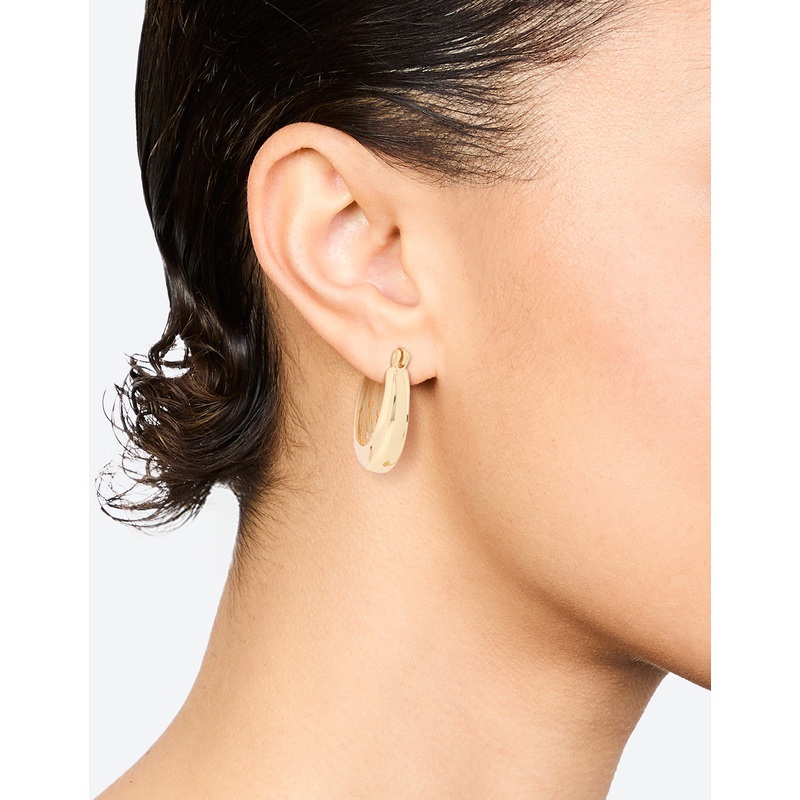 Gold Plated Long Thin Oval Hoop Earrings