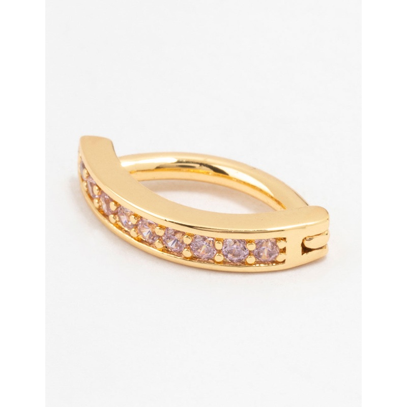 Gold Plated Surgical Steel Pink Cubic Zirconia Curved Belly Ring