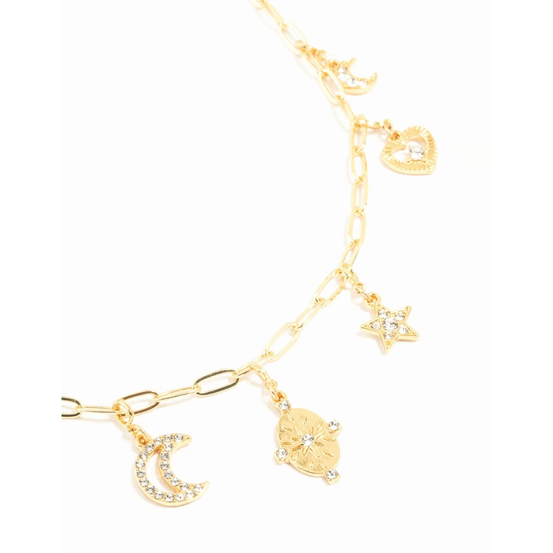 Gold Plated Celestial Charm Necklace