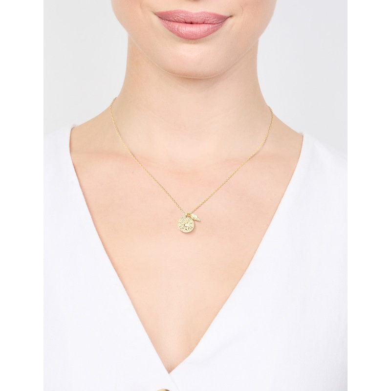 Gold Plated Sun & Cubic Zirconia Pendant Necklace