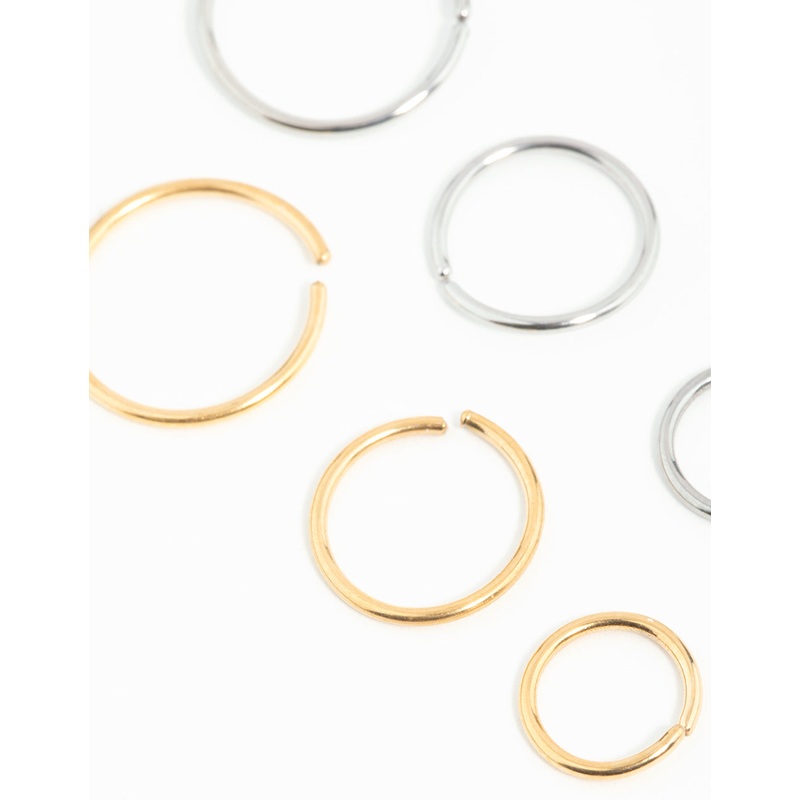 Mixed Metals Graduating Nose Rings 6-Pack