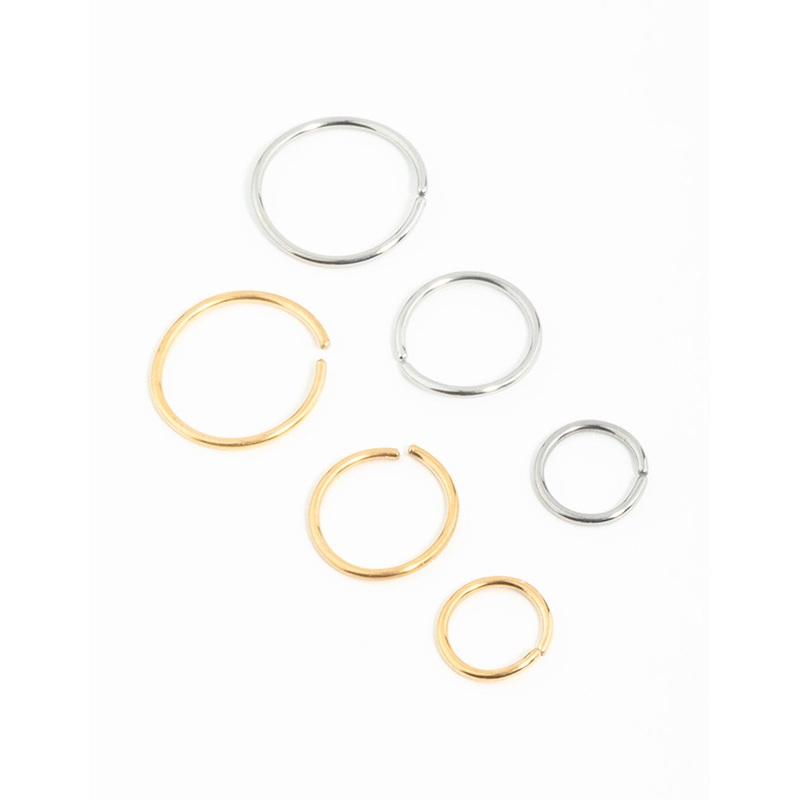 Mixed Metals Graduating Nose Rings 6-Pack