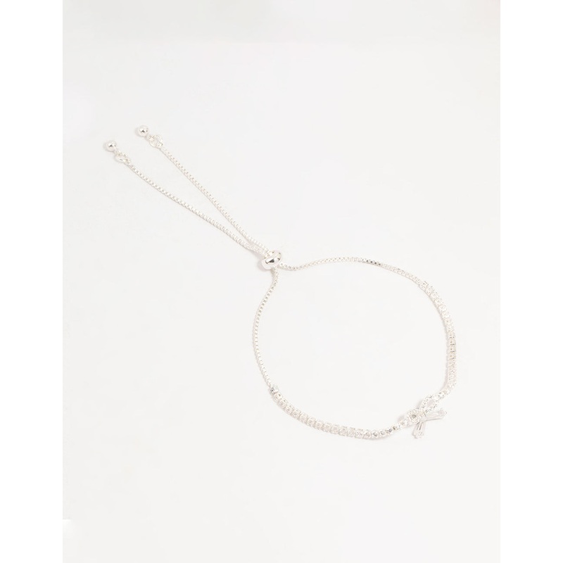Silver Cubic Zirconia Cupchain Bow Bracelet