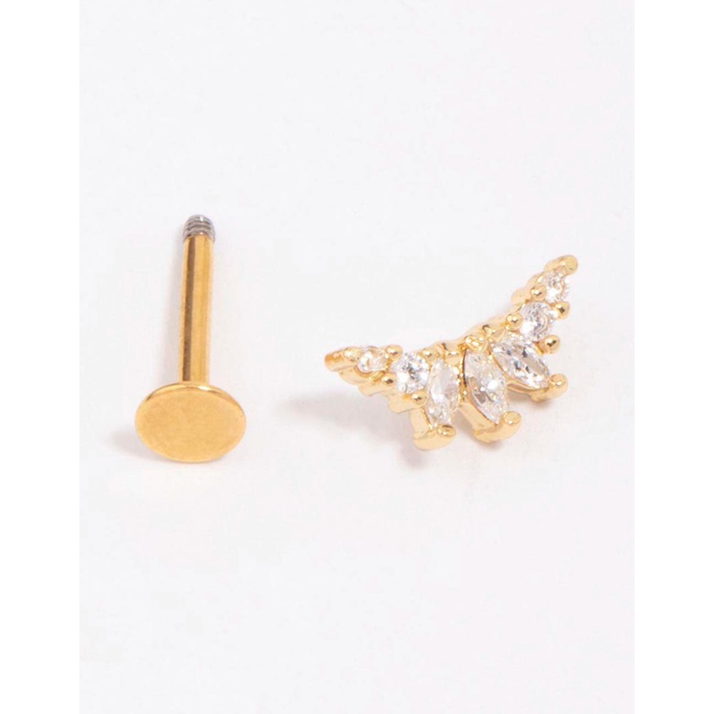 Gold Plated Surgical Steel Triangular Marquise Single Flat Back