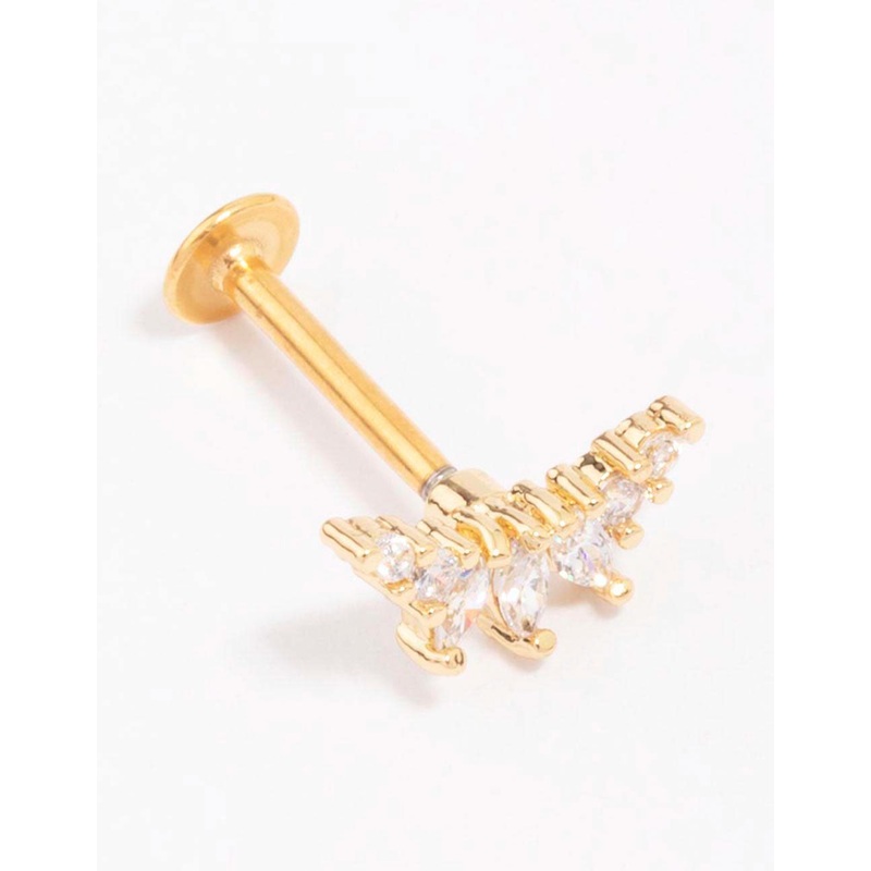 Gold Plated Surgical Steel Triangular Marquise Single Flat Back