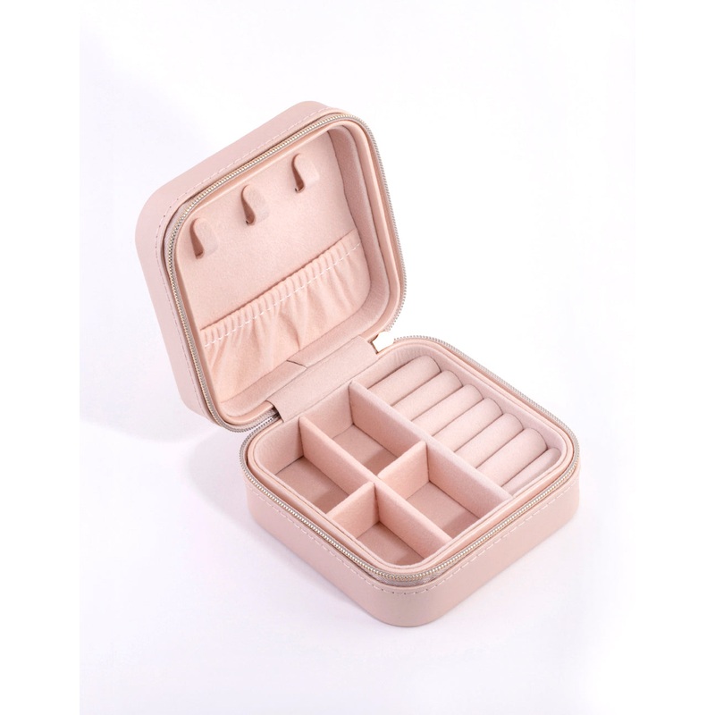 Blush Faux Leather Square Jewellery Box