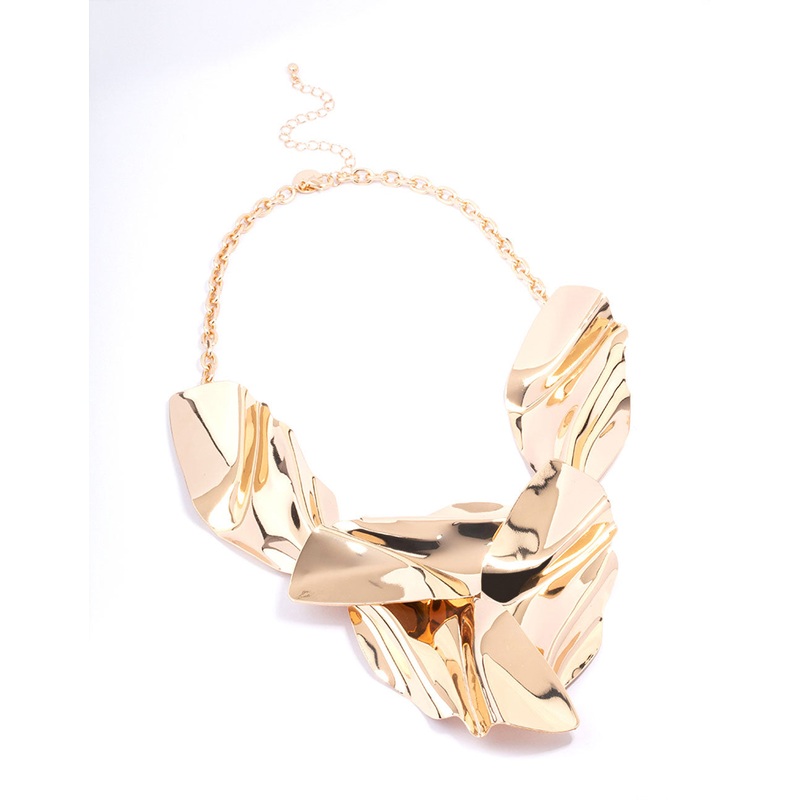 Gold Abstract Disc Short Necklace