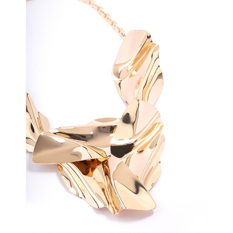 Gold Abstract Disc Short Necklace