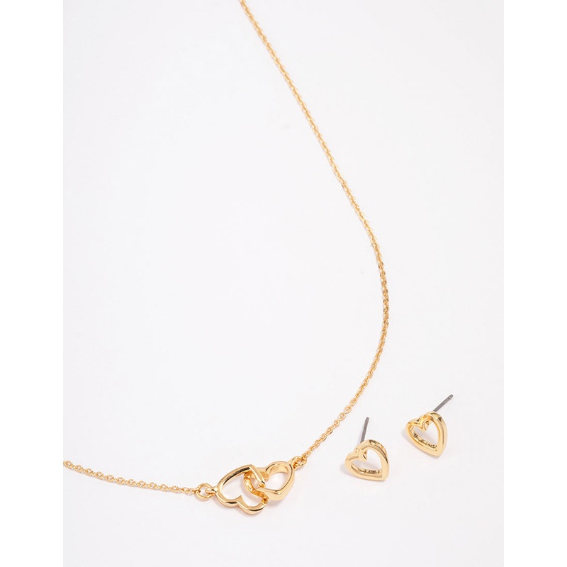Gold Linked Heart Jewellery Set